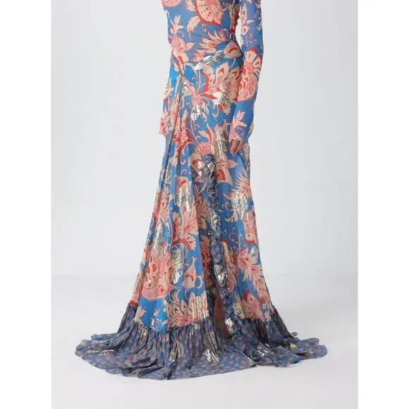 Etro Skirt Woman Gnawed Blue - Picture 4 of 4